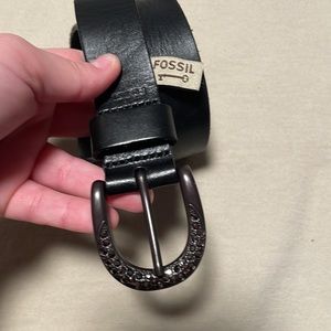 Fossil Black Belt Rhinestone Gems